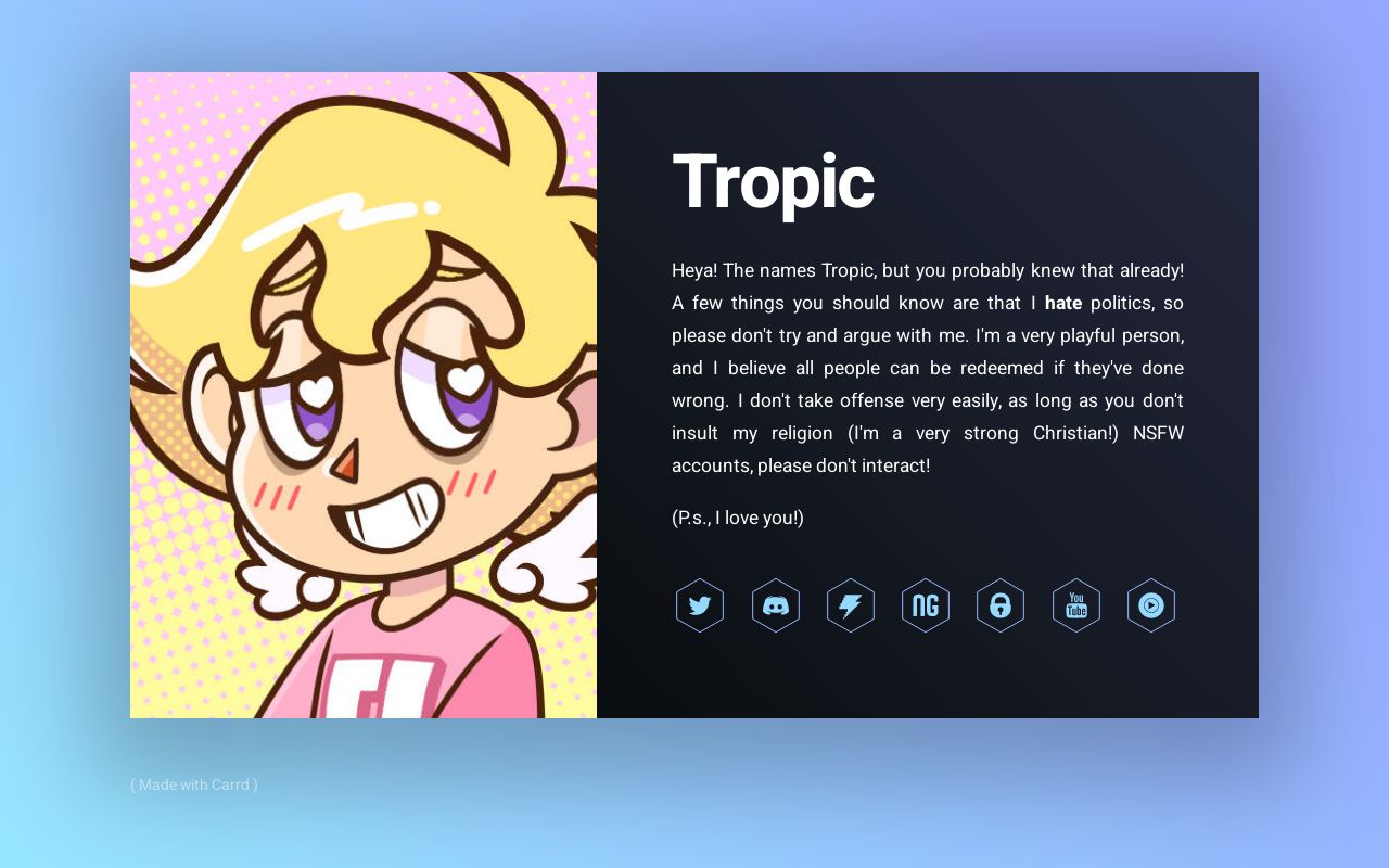 Carrd profile picture for @tropic